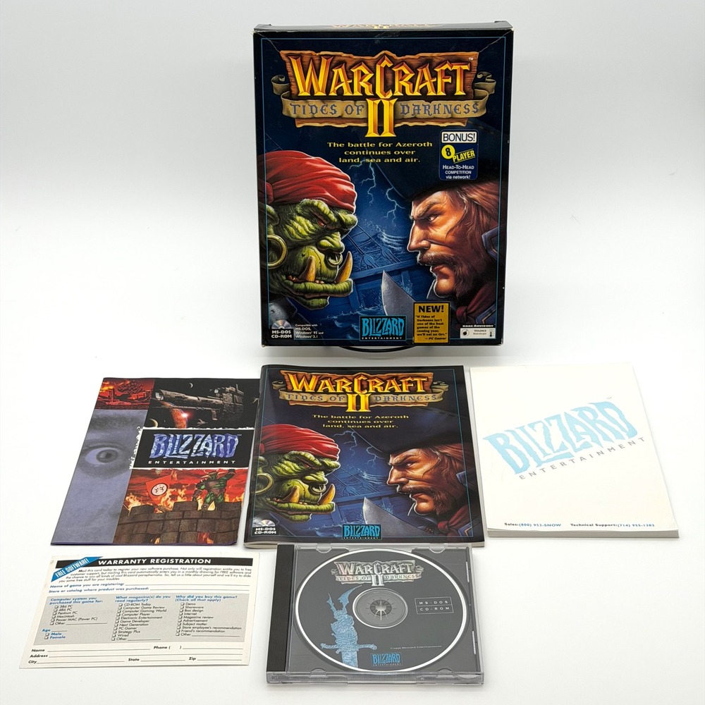 Warcraft II Tides of Darkness PC Big Box Vintage 1995 Blizzard Entertainment